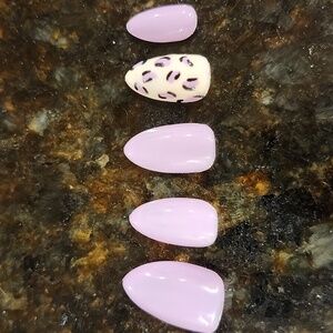 purple and Leopard Press-On Nails, comes with 10!